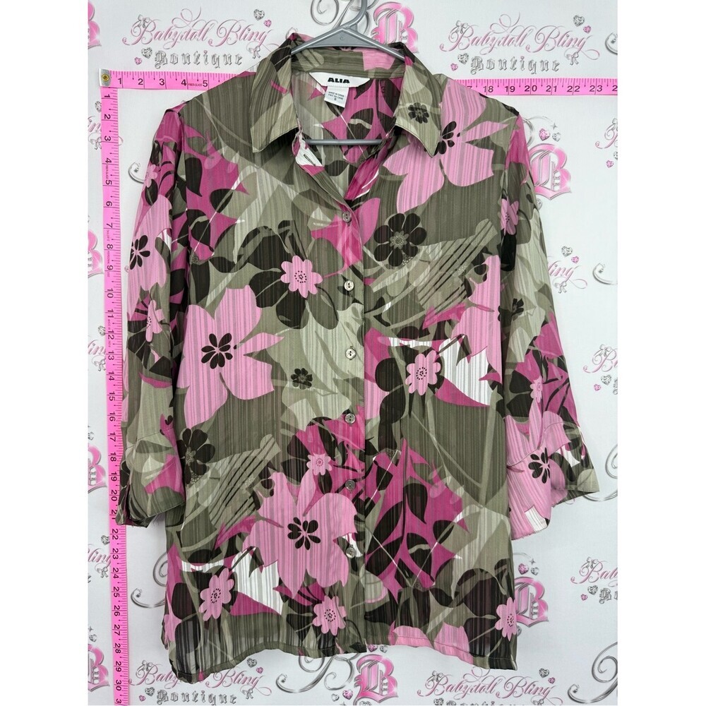 Alia vintage shirt brown Pink & Olive Floral Button-Down Shirt